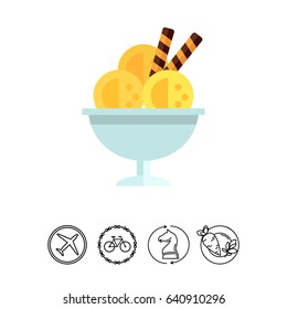 Ice cream balls in glass dessert bowl