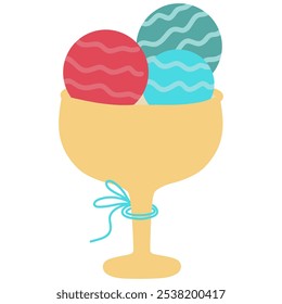 Ice cream balls in a glass vector illustration, colorful ice cream balls