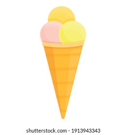 Ice cream balls icon. Cartoon of ice cream balls vector icon for web design isolated on white background