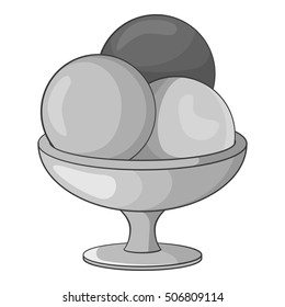 Ice cream balls icon. Gray monochrome illustration of ice cream vector icon for web design