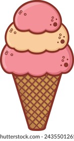 ice cream balls in the  isolated on white background. Vector flat outline icon