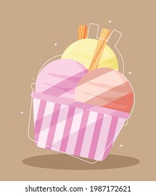 ice cream balls on bucket