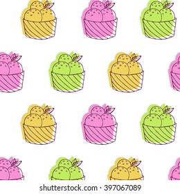Ice cream balls in striped box
