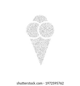 The ice cream balls symbol filled with black dots. Pointillism style. Vector illustration on white background