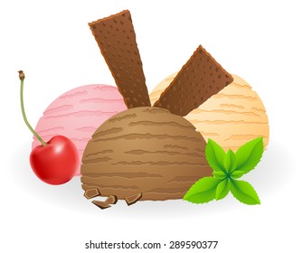 ice cream balls vector illustration isolated on white background