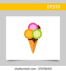 Ice cream balls in waffle cone