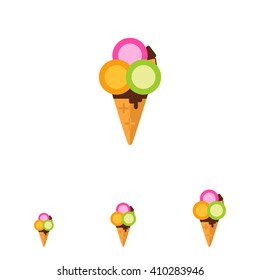 Ice cream balls in waffle cone