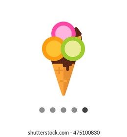 Ice cream balls in waffle cone