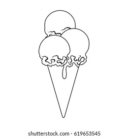 The ice cream balls in waffle.Summer rest single icon in outline style vector symbol stock illustration.