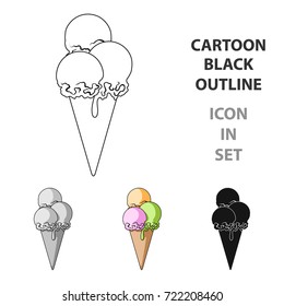 The ice cream balls in waffle.Summer rest single icon in cartoon style vector symbol stock illustration.