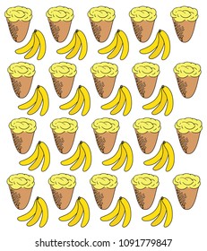 ice cream with banana flavor. ice cream and banana pattern. packing