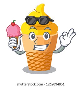 With ice cream banana ice cream isolated on mascot