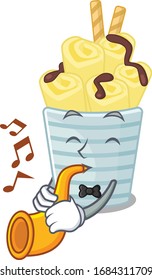 ice cream banana rolls cartoon character design playing a trumpet