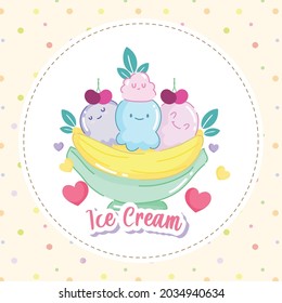 Ice Cream Banana Split Cartoon