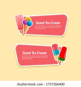 Ice Cream Banner Set Vector Design Template