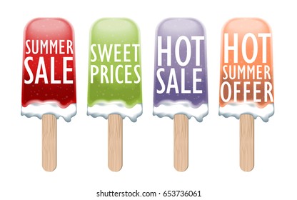 Ice cream banner summer sale realistic vector illustration