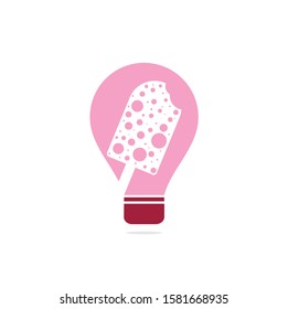 Ice Cream Bar. Ice cream bulb shape concept  logo Vector Logo Template Illustration Design.	
