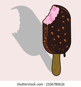 Ice cream bar coated with chocolate 