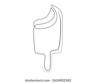 Ice cream bar continuous one line drawing vector illustration, One continuous line drawing of fresh ice cream stick.