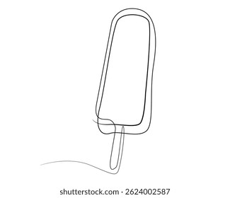 Ice cream bar continuous one line drawing vector illustration, One continuous line drawing of fresh ice cream stick.