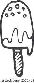 Ice cream bar doodle. Chocolate sweet dessert