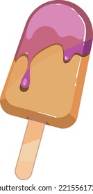 Ice cream bar with dripping sweet icing cartoon icon