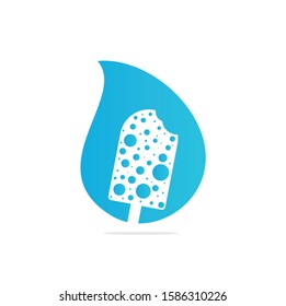 Ice Cream Bar. Ice cream drop shape concept  Vector Logo Template Illustration Design.	