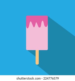 Ice cream bar flat icon with long shadow. Vector illustration eps10.