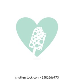 Ice Cream Bar. Ice cream heart shape Vector Logo Template Illustration Design.	