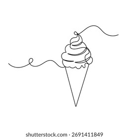 Ice cream bar  icon   continuous one line drawing of outline vector illustration 
