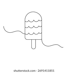 Ice cream bar  icon   continuous one line drawing of outline vector illustration 