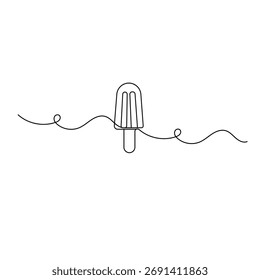 Ice cream bar  icon   continuous one line drawing of outline vector illustration 