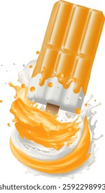 ice cream bar with orange flavor. Vector illustration in 3d realistic style stock illustration
