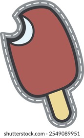 Mancha de sorvete. Rótulo de costura de verão engraçado