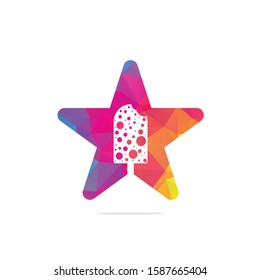Ice Cream Bar. Ice cream star shape concept Vector Logo Template Illustration Design.	