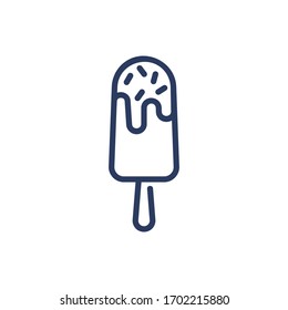 Ice cream bar with waffle cone thin line icon. Glaze, stick, popsicle isolated outline sign. Food and dessert concept. Vector illustration symbol element for web design and apps