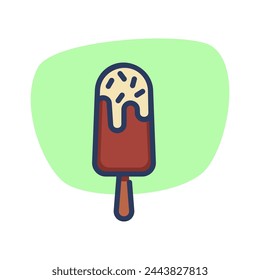 Ice cream bar with waffle cone thin line icon. Glaze, stick, popsicle outline sign. Food and dessert concept. Vector illustration symbol element for web design and apps