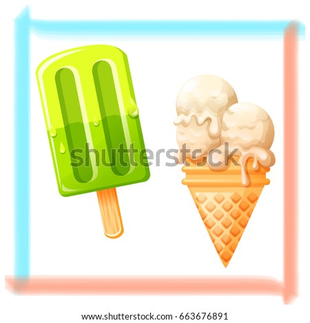 Ice cream bars and ice cream cones
