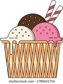 un Helado en canasta