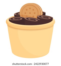 Ice cream basket icon cartoon vector. Mango menu. Chocolate restaurant