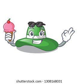 With ice cream beach hat in the character shape