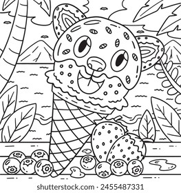 Ice Cream Bear Coloring Page for Kids