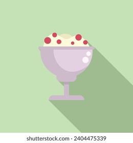 Ice cream with berries icon flat vector. Gelato cup. Shake frozen milk