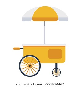 Ice cream bicycle vector flat cartoon illustration cart icon