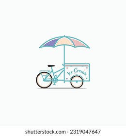 Ice cream bike cute vector logo, icon illustration. Isolated object on background svg