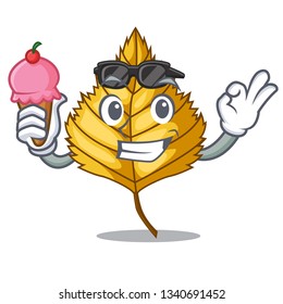 With ice cream birch leaf isolated in the character