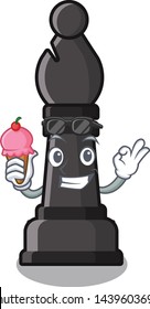 With ice cream bishop chess above the mascot chessboard