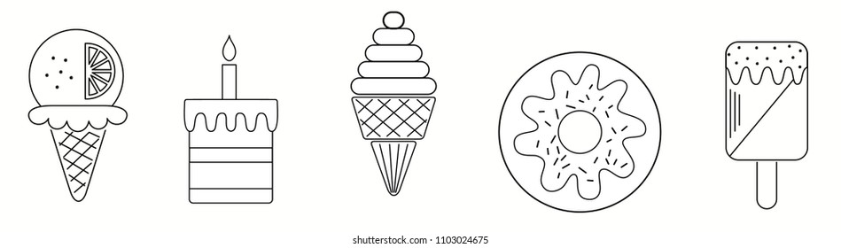 Ice cream black contour on white background vector 