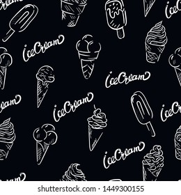 ice cream black food vector seamless pattern. Concept for print, textile, web design, wallpapers