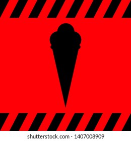 Ice cream black on a red background, vector illustration for design.
